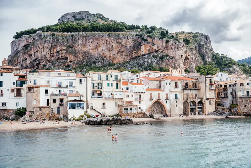 The view of Cefalù arriving on a day trip from Palermo